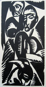 JAN FRANS CANTRÉ (1886-1931): LE POT DE FLEURS / PAYSANNE. 2 ORIG.-HOLZSCHNITTE - Picture 1 of 4