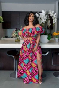 Grass Fields Africano Stampa Flora Maxi Top Gonna Coordinato Set 10 6 38 - Picture 1 of 7