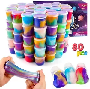 80 Pack Slime Easter Party Favors Kit, Mini Galaxy Bulk Slime Stretchy Stress - Picture 1 of 6