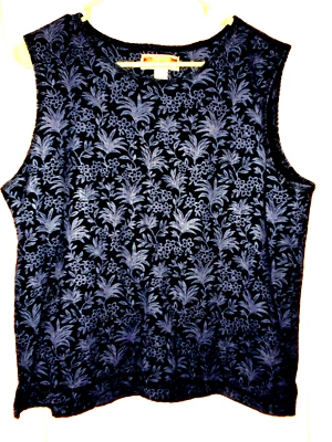 Caribbean Joe Ladies XL Black w/Flora Pullover Tank Top. - Изображение 1 из 3