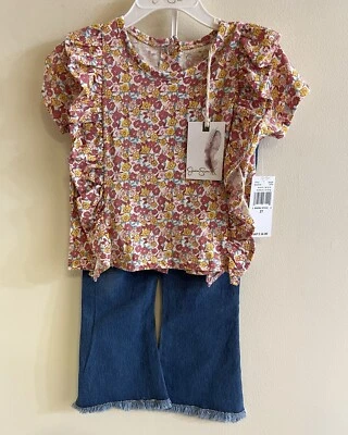 Nuevo Conjunto de 2 Piezas Jessica Simpson Niñas Mangas Cortas Dobladillo Crudo Jeans 2T Nuevo con Etiquetas Foto 1 de 4