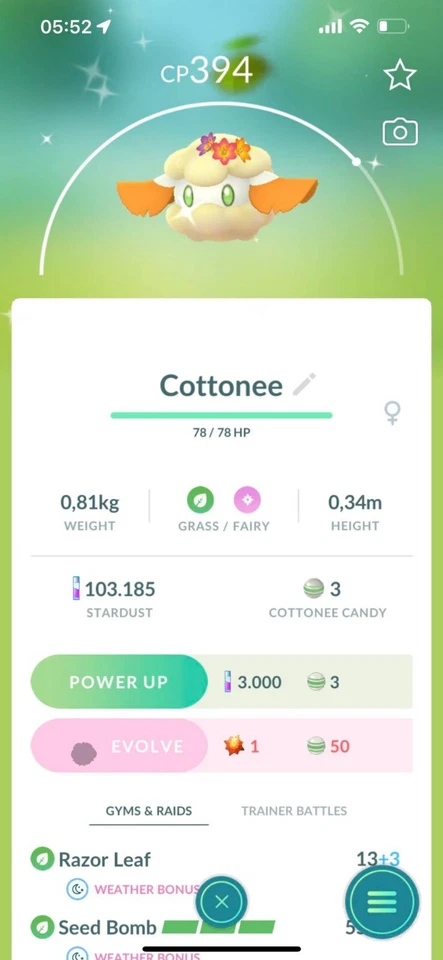 Pokémon | Corona Flor Brillante Algodón | Mini P T C | Go Foto 1 de 1