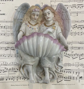 Rare Large Antique French Porcelain Angel Holy Water Font c1880 - Picture 1 of 8