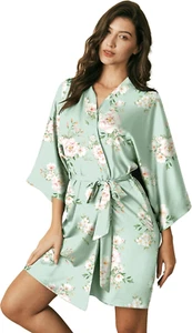 Women'S Silk Robe Satin Kimono Robe for Bride Bridesmaids Short Bridal Party Rob - Picture 1 of 12