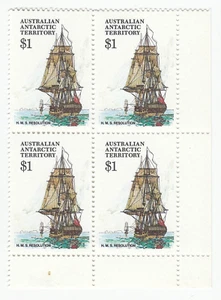 1979-1982 'AAT ANTARCTIC SHIPS - HMS RESOLUTION' - MNH CORNER BLOCK of 4 x $1.00 - Picture 1 of 2