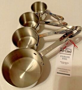 All Clad 4 Piece Measuring Cup Set Durable Stainless Steel Dishwasher Safe New 