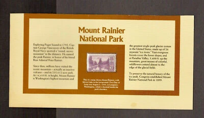 Mount Rainier National Park Commemorative 1934 3 cent Stamp # 742 Card / Panel - Image 1 of 2