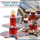 1PC UNION JACK 3 TIER CUPCAKE STAND WITH CROWN Holder King Coronation Decoration