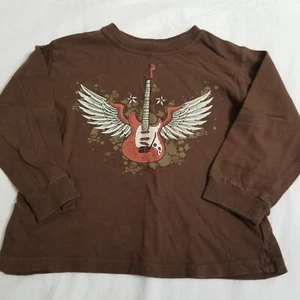 Boys Baby Gap T-shirt  Size 4 Years Brown Guitar Wings Skull  L/S Top - Picture 1 of 4