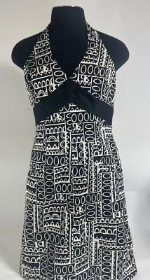 Vestido Jones New York escote halter estampado blanco y negro para mujer talla 8 Empire Foto 1 de 4