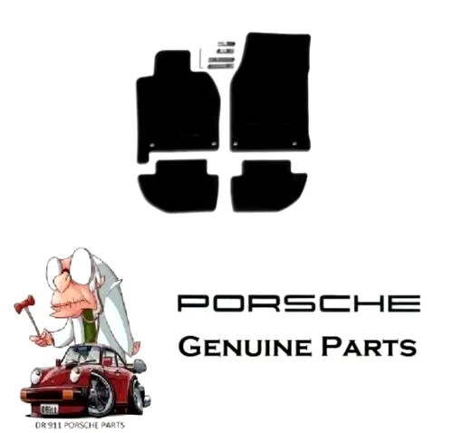 PORSCHE 924 944 968 FLOOR MATS GENUINE BLACK 000043153225FV 000 043 153 22 5FV - Image 1 of 1