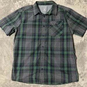 Mountain Hardwear Mens Short Sleeve Hiking Shirt Button Short Sleeve Blue Green - Picture 1 of 8