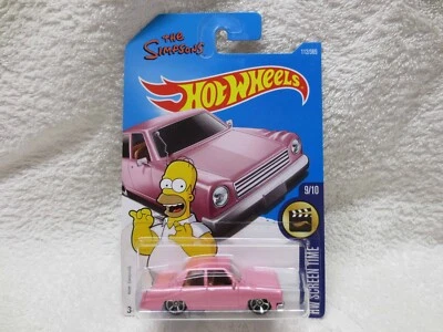 SIMPSONS PINK FAMILY CAR HOT WHEELS LONG CARD HOMER 1:64 SCALE - image 1 of 3
