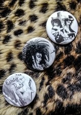 Set of 38mm 3 gothic rock pin badges~ cemetery bats original series 