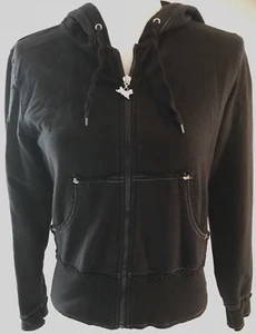 Central Park Womens Black White Stitching Front Zip Hooded Sweatshirt Size S - Picture 1 of 6
