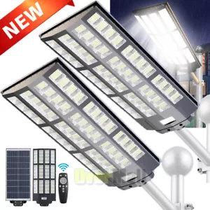 Solar Street LED Lights Radar Sensor Remote Outdoor Garden Yard Flood Wall Lamp - Picture 1 of 80