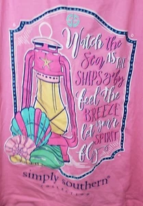 Simply Southern Womens Tank Top Medium Pink Scoop Neck Watch The Sea Feel Breeze - Picture 1 of 6