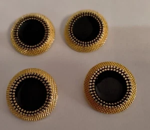 BOTTONI IN METALLO VINTAGE bordo oro interno smalto nero mai usati - Imagen 1 de 3