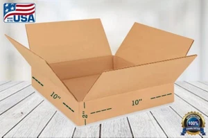 Scatole 10" x 10" x 2" (20) Scatole Piatte Pieghevoli Scatola di Cartone USA NUOVE!! - Foto 1 di 1