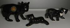 Set of 3 Manx Cat Figurines - Black Manx Cat from the Uk - Isle of Man Symbol
