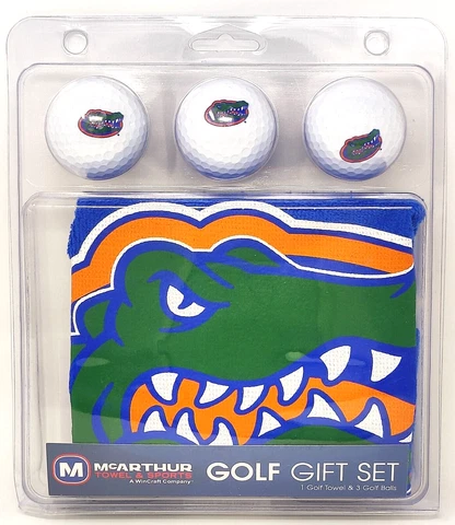NCAA Florida Gators 4 pc Golfer's Gift Set 1 Towel/3 Golf Balls w/ Team Logo Cover