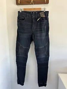 Commons Skinny Joggers Jeans Mens 32 Blue Denim Biker Stretch Elastic Cuff BNWT - Picture 1 of 5