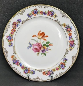 VTG Chateau China "DRESDEN" Dinner Plate: Meissen Flowers, 10", Czechoslovakia - Picture 1 of 8