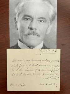 ALES HRDLICKA SIGNED QUOTE, CZECH ANTHROPOLOGIST, AM. INDIANS MIGRATION THEORY - Picture 1 of 1