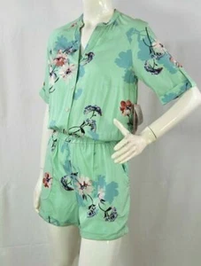 NUEVO CON ETIQUETAS Justfab Just Fab Mujer Verde Agua Mameluco Floral Talla XS, S - Imagen 1 de 7
