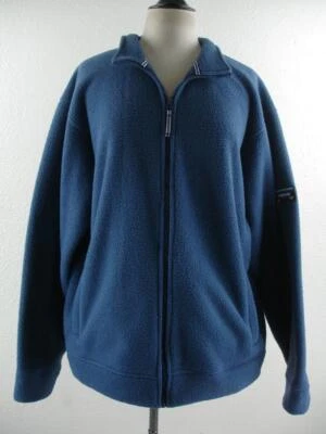 Orvis Men’s XL Blue Full-Zip Heavyweight Fleece Jacket Mock Neck Deep Pile Warm - Image 1 of 4