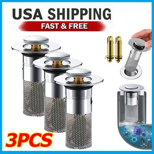 3x Bathroom Sink Stopper Hair Catcher Bathroom Pop Up Sink Strainer Drain Filter - Picture 1 of 7