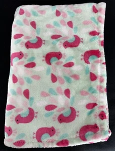 Baby Starters Blue Teal Pink Bird Fleece Blanket - Picture 1 of 3