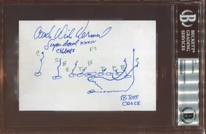 Dick Vermeil Rams Hand Drawn Sketch Play 4x6 Index Card Beckett Autograph BAS - Picture 1 of 4