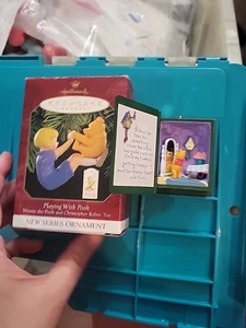 2 Hallmark Keepsake OrnamentsWinnie The POOH, Christopher Robin Playing W Pooh - Picture 1 of 4