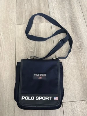 Vintage 90’s Polo Sport Ralph Lauren Messenger Shoulder CrossBody Black Bag - Image 1 of 4