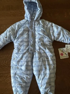 Quiltex Outerwear Beatrix Potter Peter Rabbit Snowsuit 24M Blue Vintage 1998 NWT - Image 1 of 4