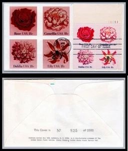 US FDC # 1876-1879 18c Flowers of America  Andrews Plate Block UR 1981, 9Q991 - Picture 1 of 1