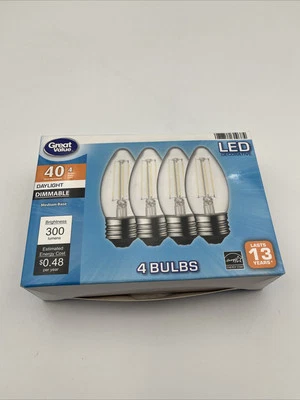 Great Value LED Light Bulb, 4 Watts (40W Equivalent) B10 Deco Lamp E26 - Image 1 of 4
