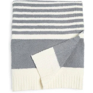 Barefoot Dreams CozyChic Moonbeam Pearl Knit Throw Striped Blanket - Picture 1 of 10