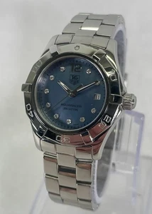 Tag Heuer Aquaracer Ladies Wristwatch - WAF1419 - 28mm Blue MOP Diamond Dial - Picture 1 of 6