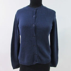 L.L.Bean Crew Neck Cardigan Cotton Navy Blue Chest 36/38 UK XS SKU Y12586 - Picture 1 of 14