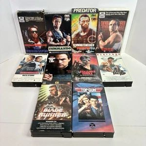 Lot Of 10 Classic Action 80s VHS Tapes Terminator Predator Commando Cobra *READ* - Picture 1 of 12