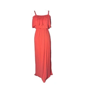 Hailey & Co. Women's Orange Maxi Dress Size M Ruffled Neckline - Picture 1 of 12