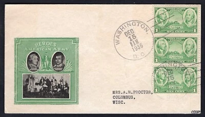 USA 1936 FDC Cover. Army Heroes. Washington, Greene - Image 1 of 2