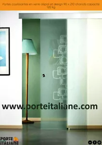 Portes coulissantes en verre dépoli et design 90 x 210 chariots capacité 120 kg - Imagen 1 de 1