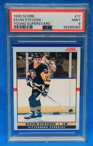 1990 SCORE # 17 Kevin Stevens RC PSA 9 MINT # 92285083 YOUNG SUPERSTARS !!! - Picture 1 of 2