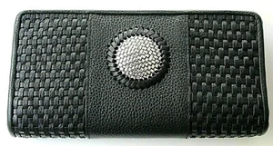 Portafoglio Brighton TALANA grande sottile tessuto argento NERO pelle nuovo con etichette prezzo al dettaglio consigliato $170 - Foto 1 di 4