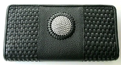 NUEVO CON ETIQUETAS Brighton TALANA Cartera Grande Delgada Tejida Plateada Cuero NEGRO Precio de venta sugerido por el fabricante 170 USD Foto 1 de 4
