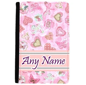 PERSONALISED CHIC BUTTERFLY HEARTS PRINT FAUX LEATHER UK PASSPORT COVER/HOLDER - Picture 1 of 4