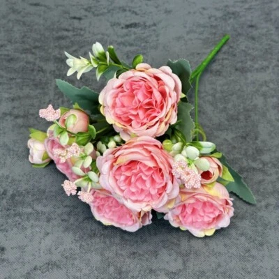 5 Cabezas Peonías/Rosas Persas Ramo Flor Artificial Boda Decoración del Hogar Foto 1 de 4